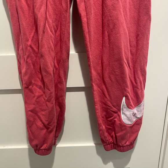 Nike Pink Sweatpants with Nike Swoosh Velour Logo - Picture 9 of 12